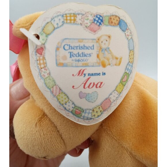 Ava Teddy Bear Cherished Teddies Sitting Plush Pink Ribbon Enesco 8 Inch 597317 - Picture 6 of 14